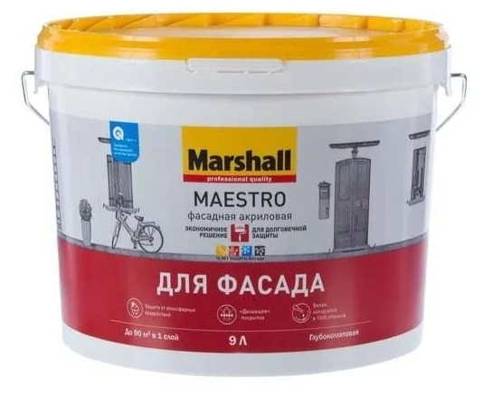 Краска Marshall Maestro Фасадная BW Глубокоматовая 9л